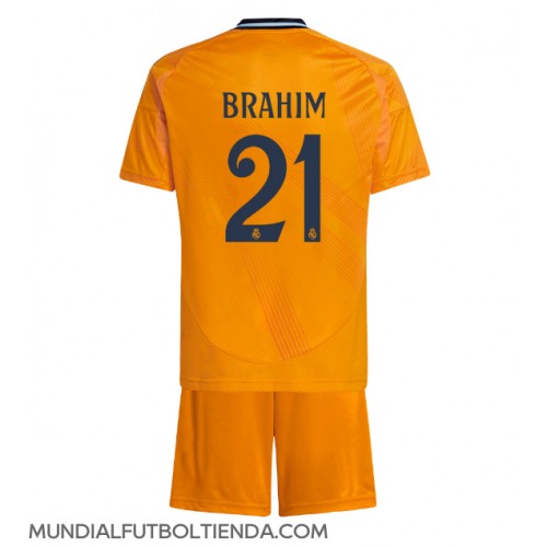 Camiseta Real Madrid Brahim Diaz #21 Segunda Equipación Replica 2024-25 para niños mangas cortas (+ Pantalones cortos)